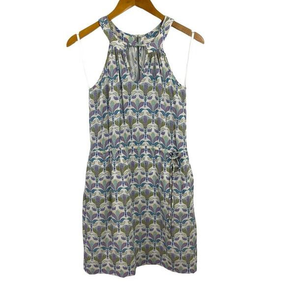 Etcetera Floral Mosaic Print Halter Self Tie Mini Dress Keyhole Size 00 - Picture 1 of 16